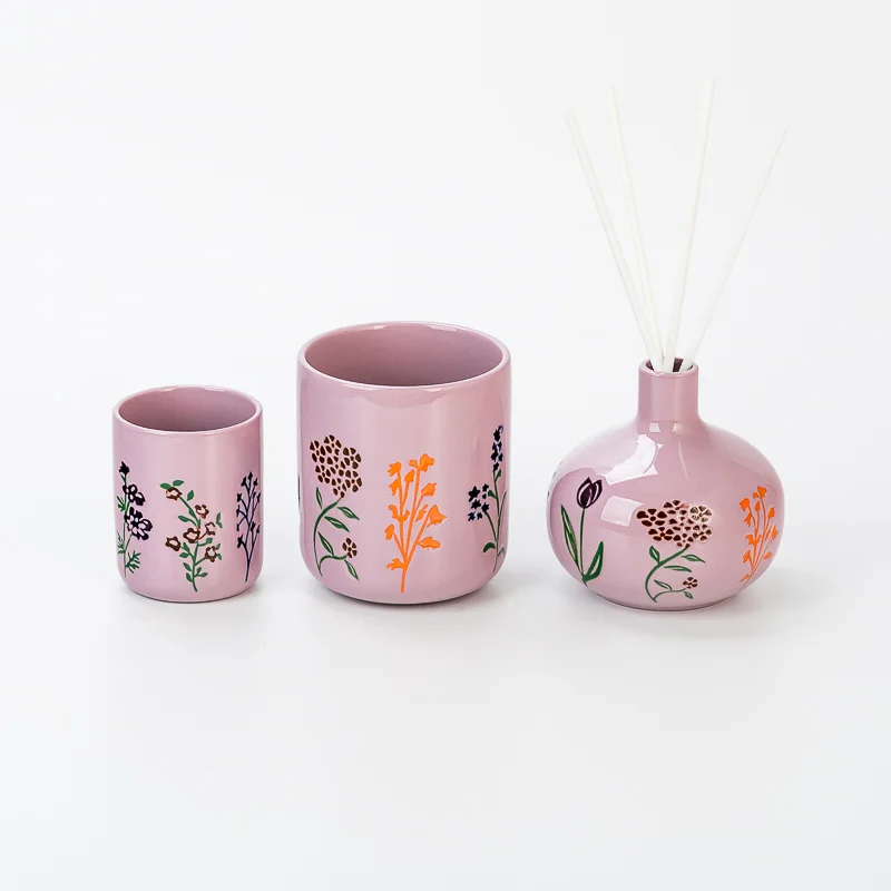 12oz printing logo ceramic candle vessel