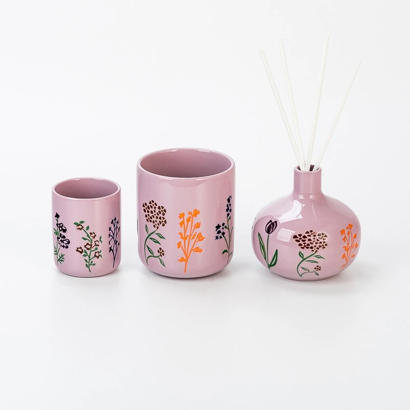 12oz printing logo ceramic candle vessel 