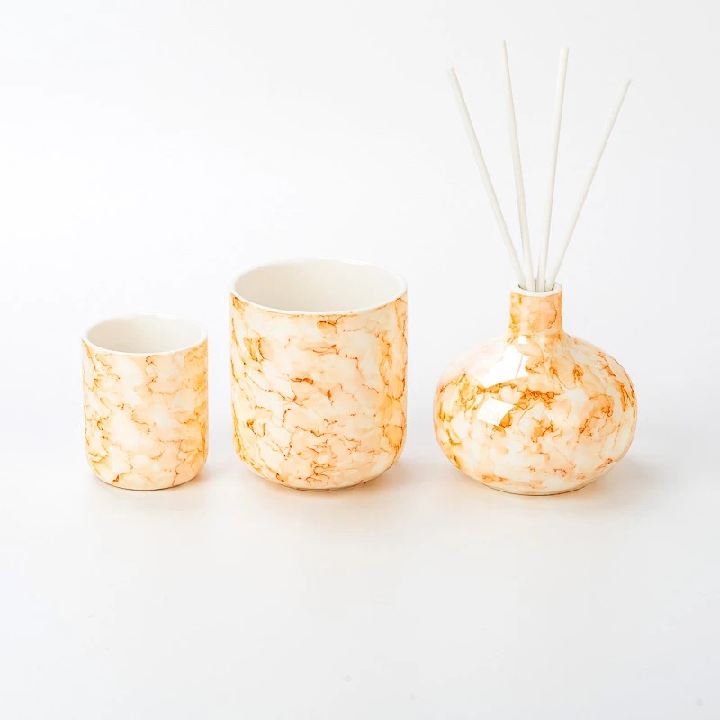 Bytová keramická mramorová dóza na svíčku