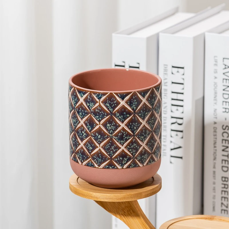 Keramička posuda za svijeće s klasičnim tiskom za uređenje doma