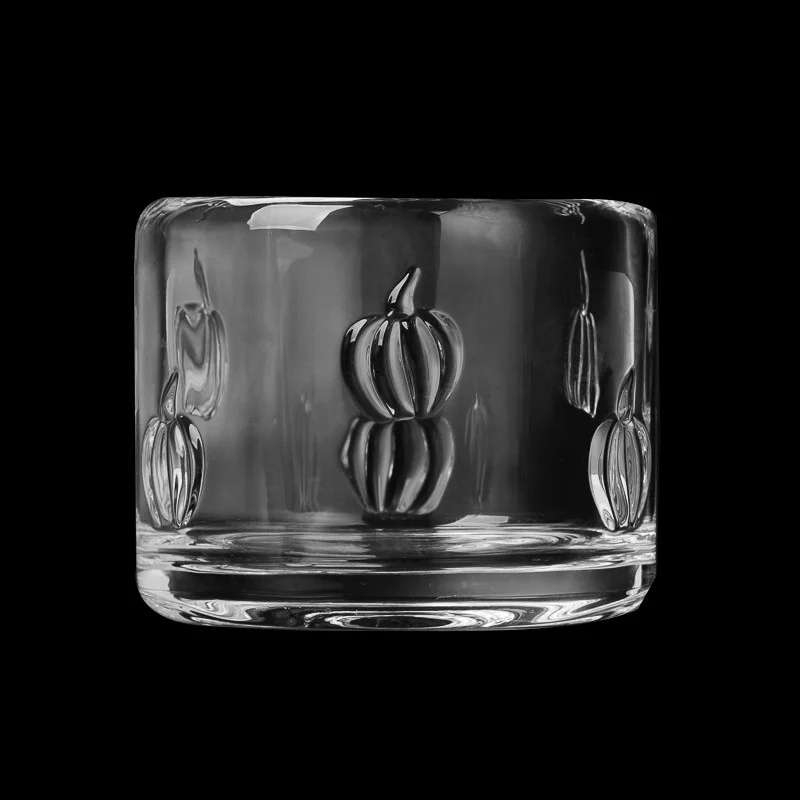 Pumpkin Pattern Glass Candle Jars Custom Color 9oz Pumpkin Glass Candle Holders Wholesale