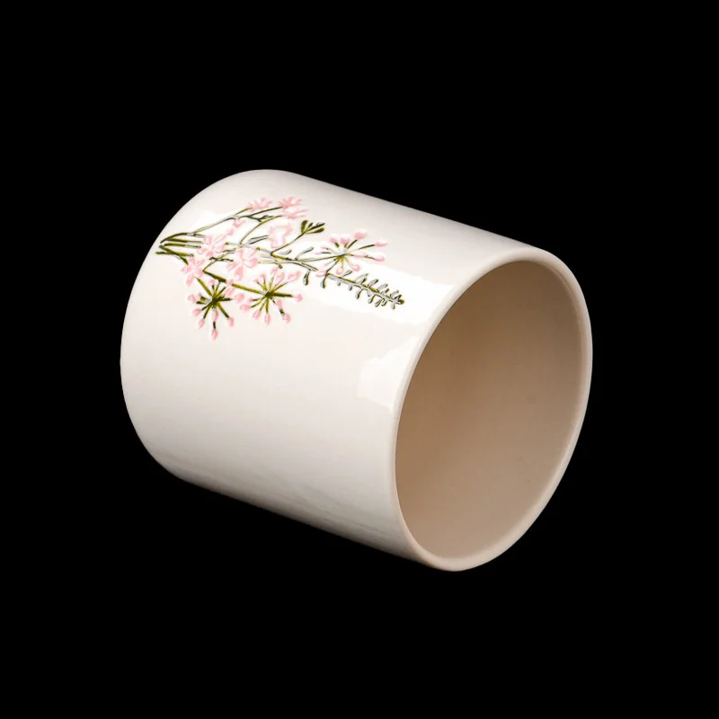 Karstās pārdošanas ziedu keramikas sveču burka