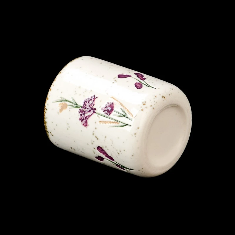 Wholesale 170ml Custom Empty Flower Pattern Ceramic Scented Candle Vessel