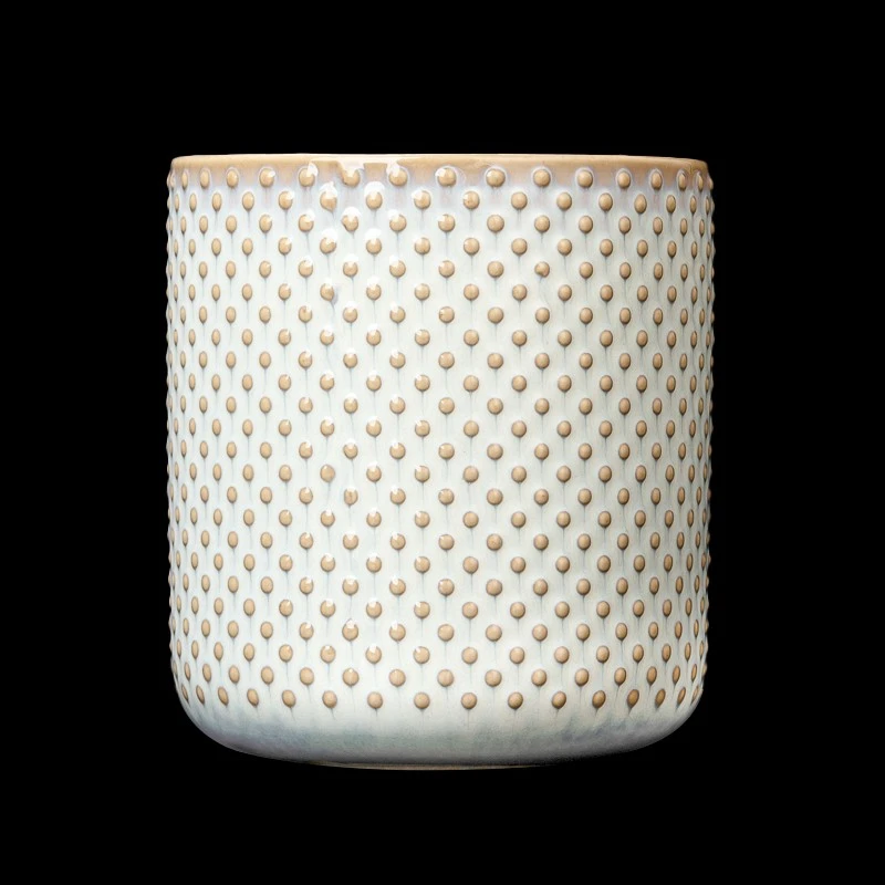 Wholesale Spotty Porcelain Soy Wax Candle Vessels Jars Ceramic Candle Jar
