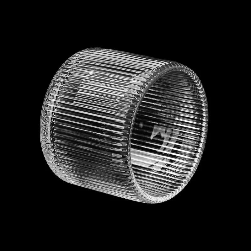 Portacandele in vetro con motivo a strisce da 9 once