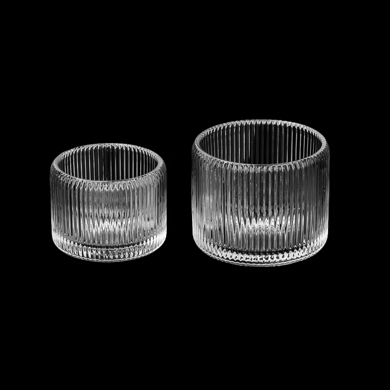 Empty Fine Lines Candle Container Clear Glass Candle Jar Wholesale