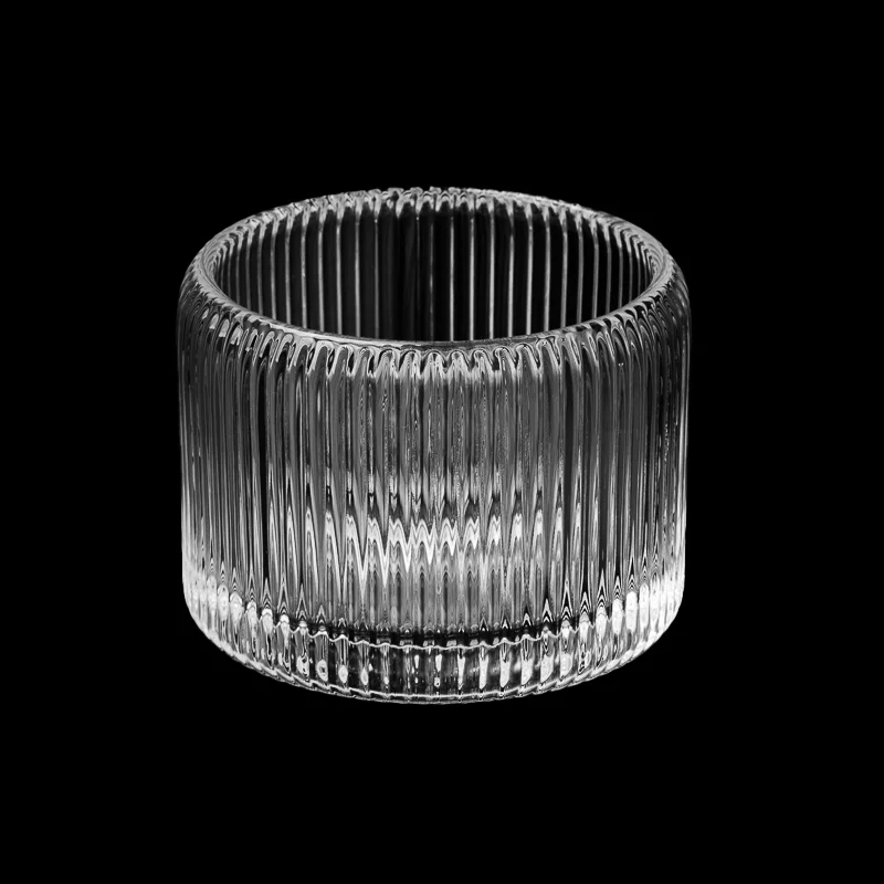 Empty Fine Lines Candle Container Clear Glass Candle Jar Wholesale