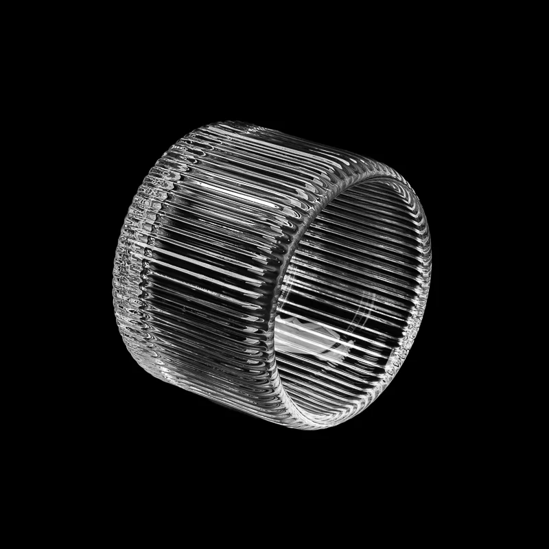 Empty Fine Lines Candle Container Clear Glass Candle Jar Wholesale