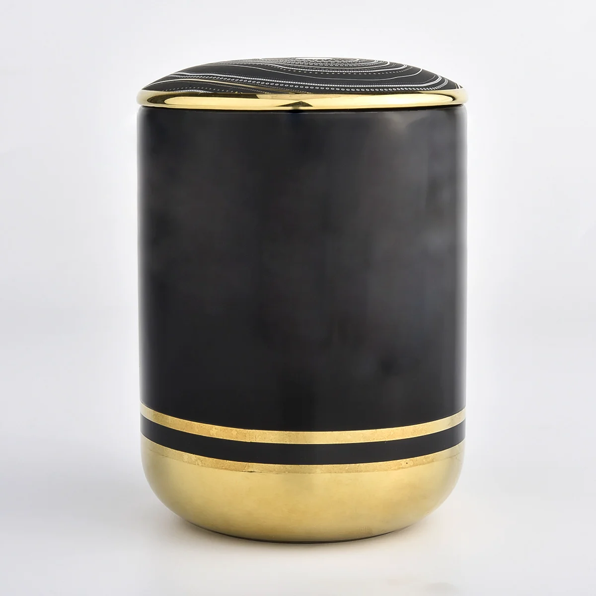 home decor matte black ceramic candle jar with lid