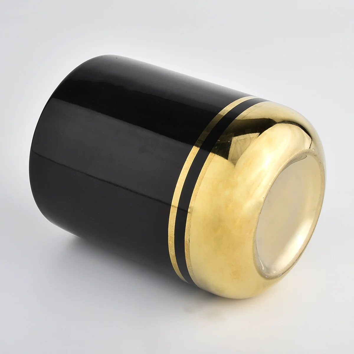 home decor matte black ceramic candle jar with lid