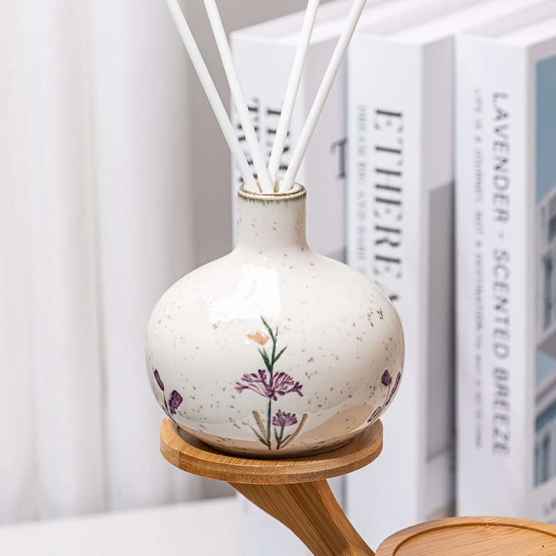 330ml Ceramic Bottle Aroma Reed Diffuser Custom Violet Leaf Ceramic Diffuser Bottle