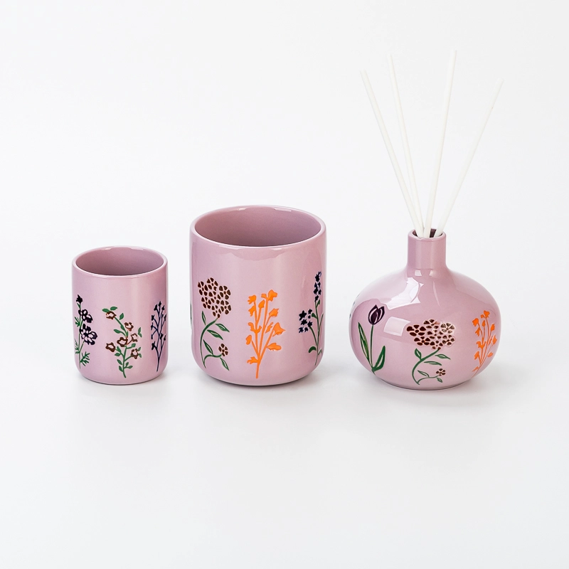 Home Decor Glossy Colored 14oz Empty Ceramic Candle Jar for Wholesaling