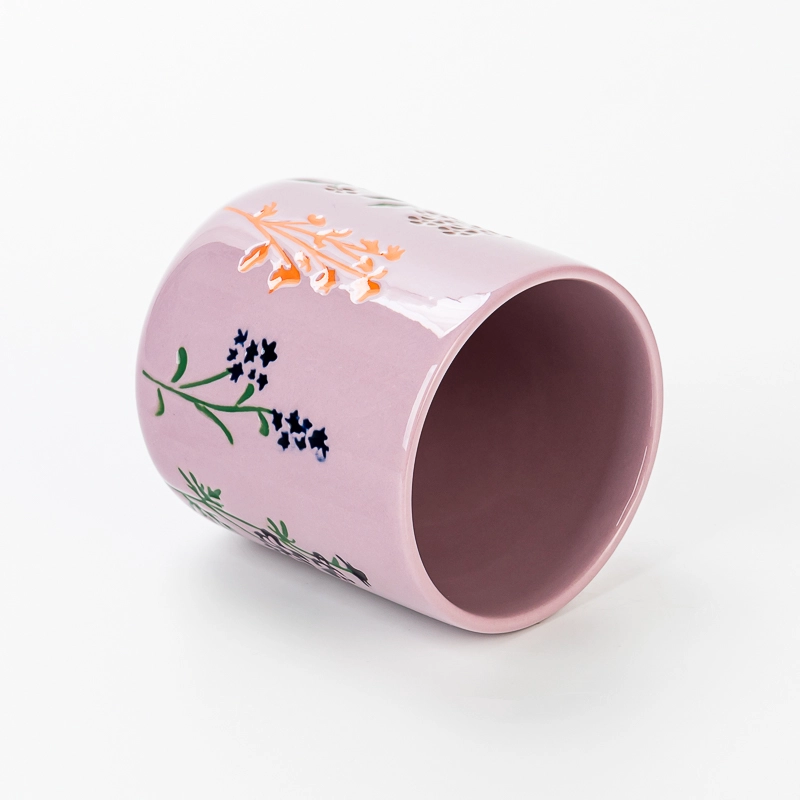 Home Decor Glossy Colored 14oz Empty Ceramic Candle Jar for Wholesaling