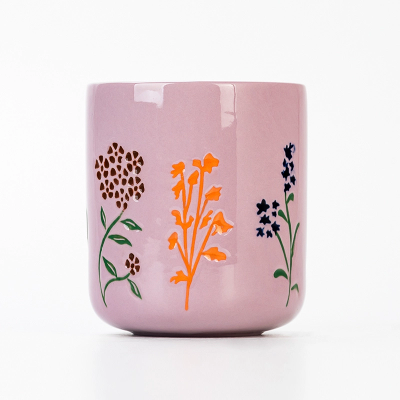 Home Decor Glossy Colored 14oz Empty Ceramic Candle Jar for Wholesaling