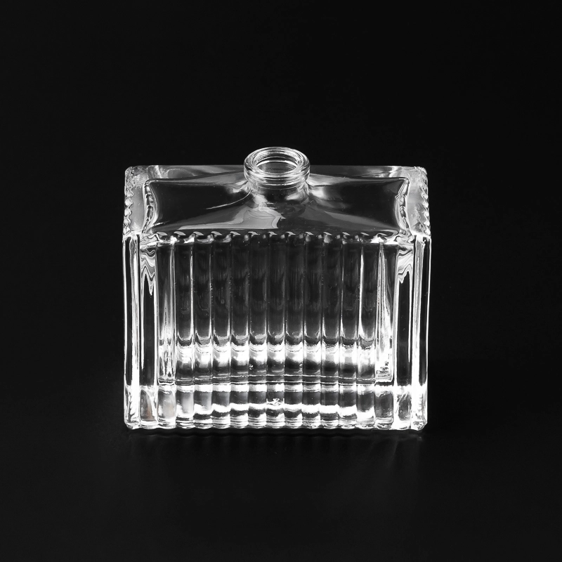 China Rectangle Vertical Stripe Custom Color Glass Perfume Bottle Wholesaling manufacturer