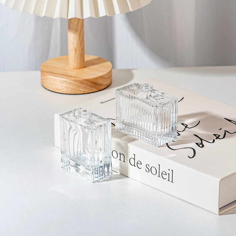 Rectangle Vertical Stripe Custom Color Glass Perfume Bottle Wholesaling