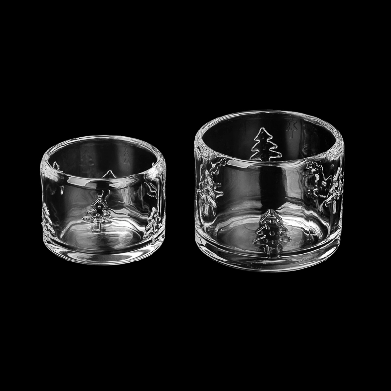 China Christmas Tree Pattern Glass Candle Jars For Christmas Decoration manufacturer