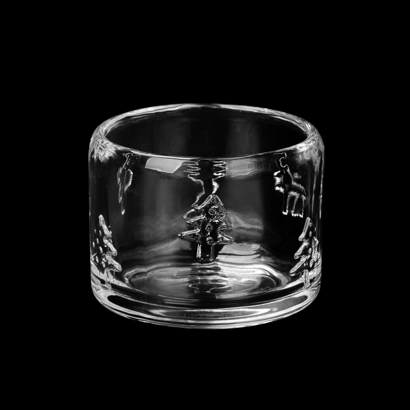 Christmas Tree Pattern Glass Candle Jars For Christmas Decoration