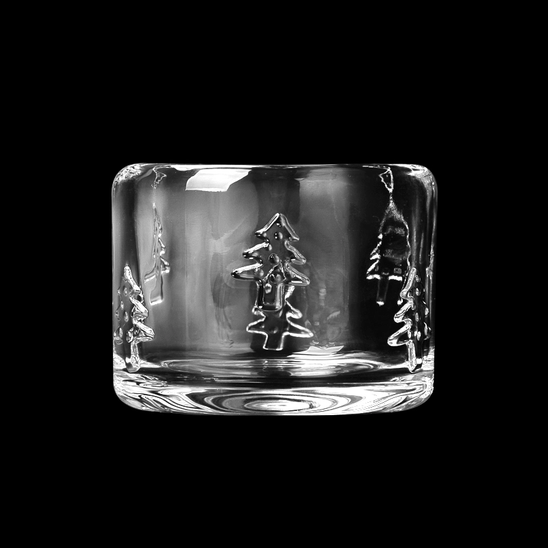 China New Arrival Christmas Tree Pattern Glass Candle Holders For Party Decoration manufacturer