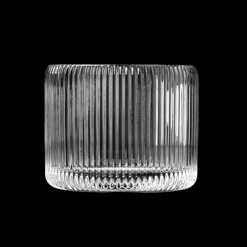 Ribber Glass Candle Jars Wholesale 340ml Custom Color Ribber Glass Candle Jars