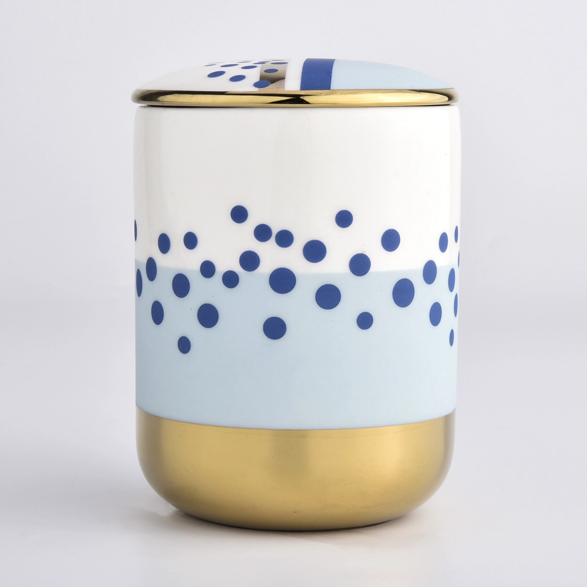  blue and white ceramic candle jar