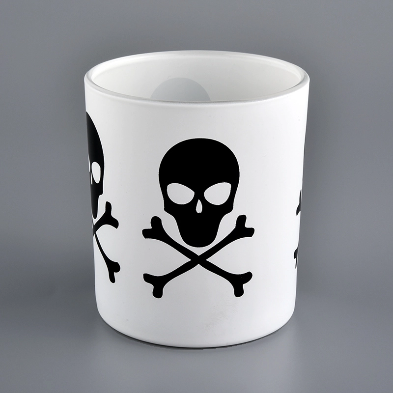 7oz black and white glass candle jar