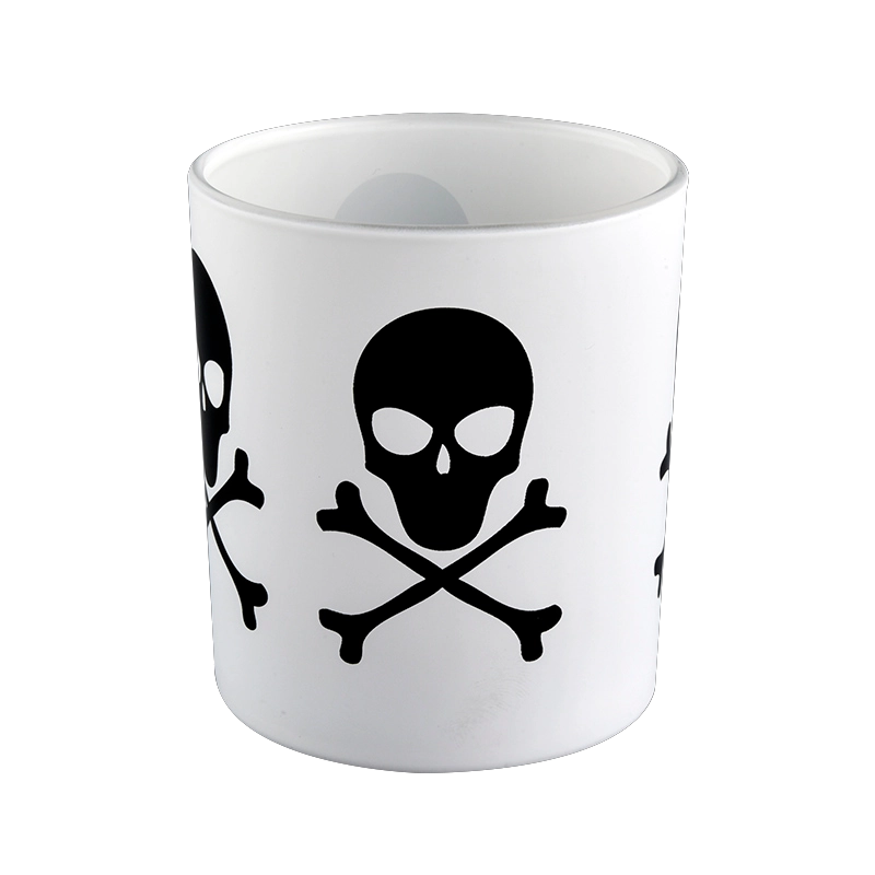 7oz black and white glass candle jar