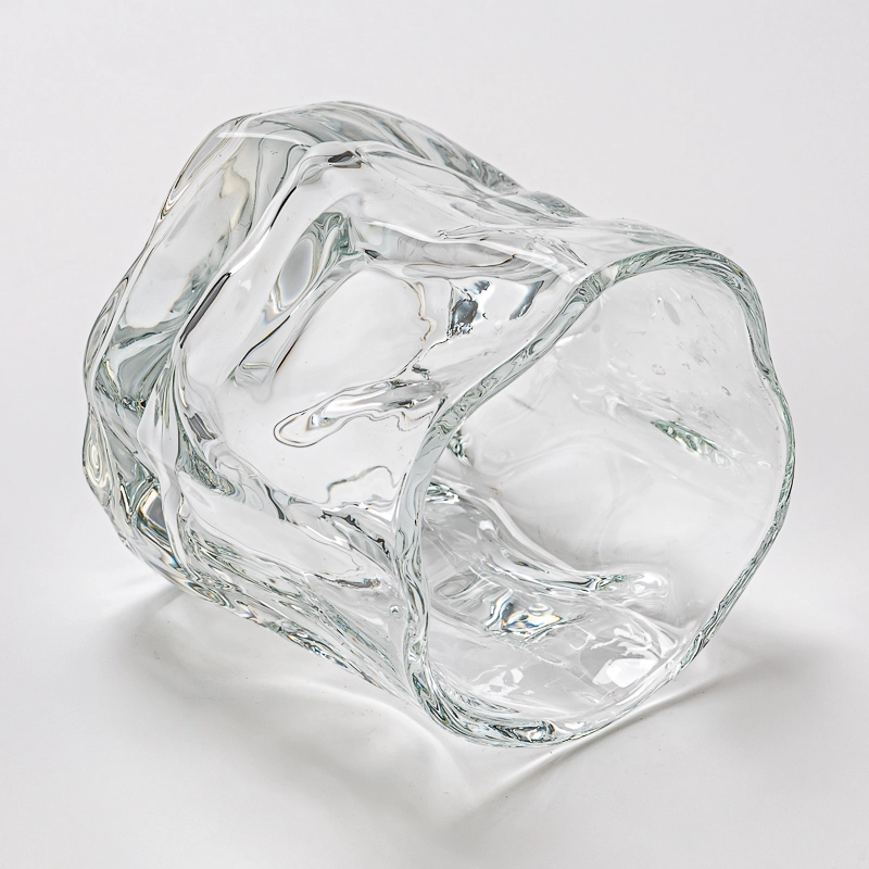 Wholesale Customized Twisted Glass candle jar 240ml Shot Glass Mug Whiskey Cup Drinking Water Glass 