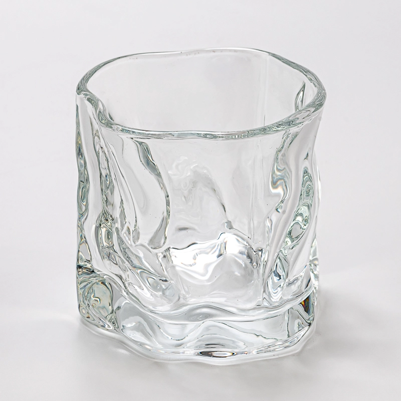 Wholesale Customized Twisted Glass candle jar 240ml Shot Glass Mug Whiskey Cup Drinking Water Glass 