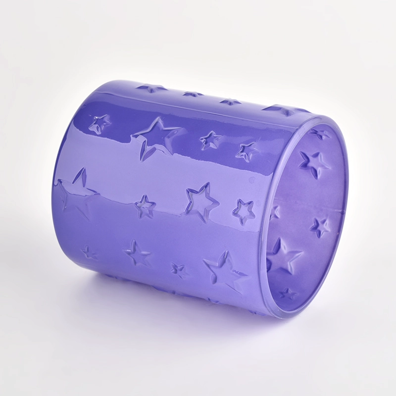 Kina Ljubičasti stakleni svijećnjak s reljefnim uzorcima zvijezda proizvođač