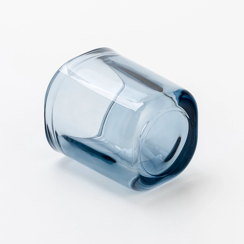 Elegant Transparent Blue Glass Candle Jar with Matching Lid for Wedding Decor and Luxury Gift Use