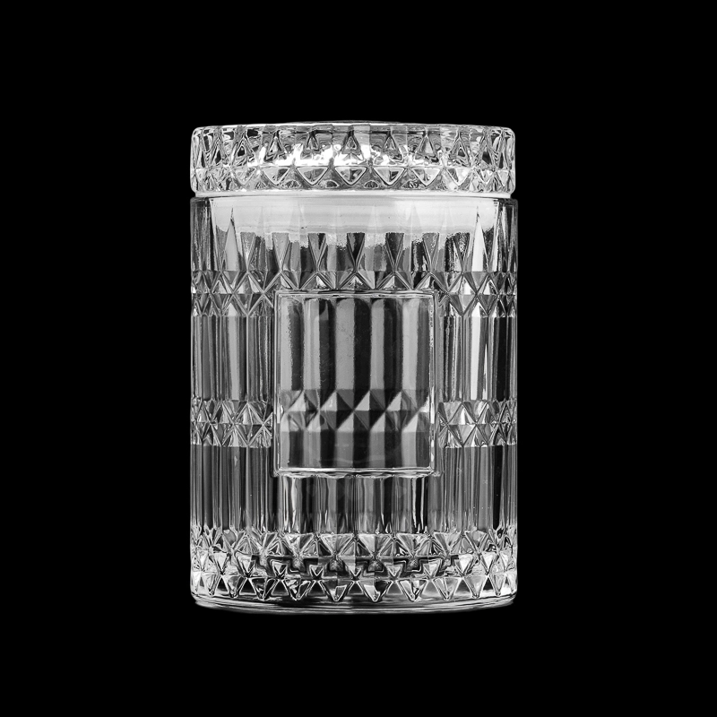 Wholesale 657ml Luxury Diamond Effect Glass Candle Jar & Matched Glass Lids
