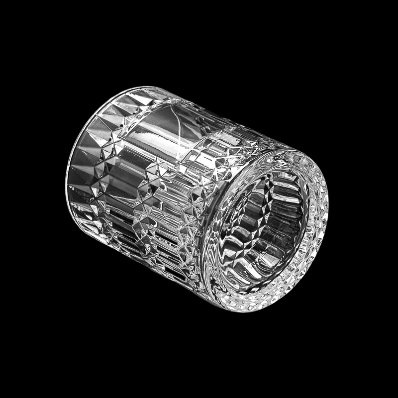 Wholesale 657ml Luxury Diamond Effect Glass Candle Jar & Matched Glass Lids