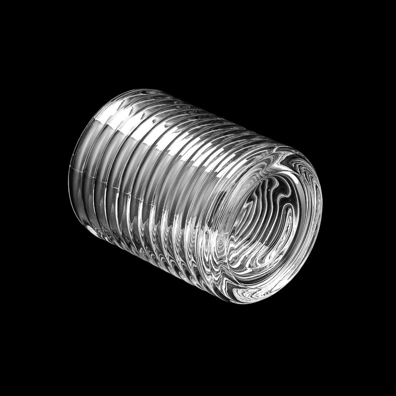 Modern Ribbed Clear 320ml Glass Candle Jar for Scented Candles Home Decor Wholesaling