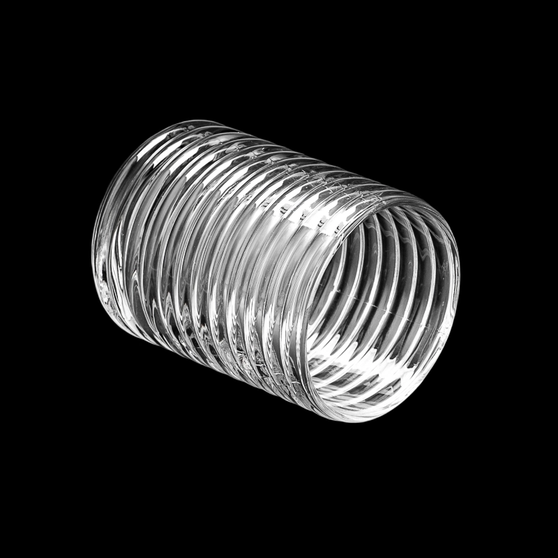 Modern Ribbed Clear 320ml Glass Candle Jar for Scented Candles Home Decor Wholesaling