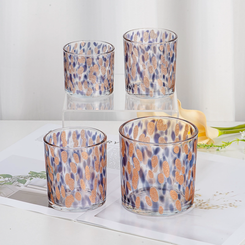 Elegant Transparent Glass Candle Vessel with Artistic Spotted Pattern Design for Home Wedding Party Decor