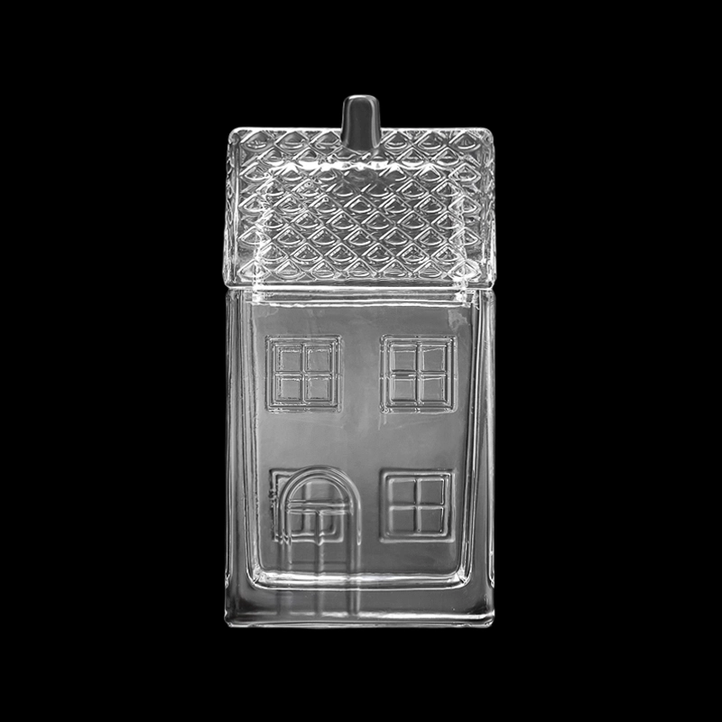 China home decor 8oz glass house shape candle container manufacturer