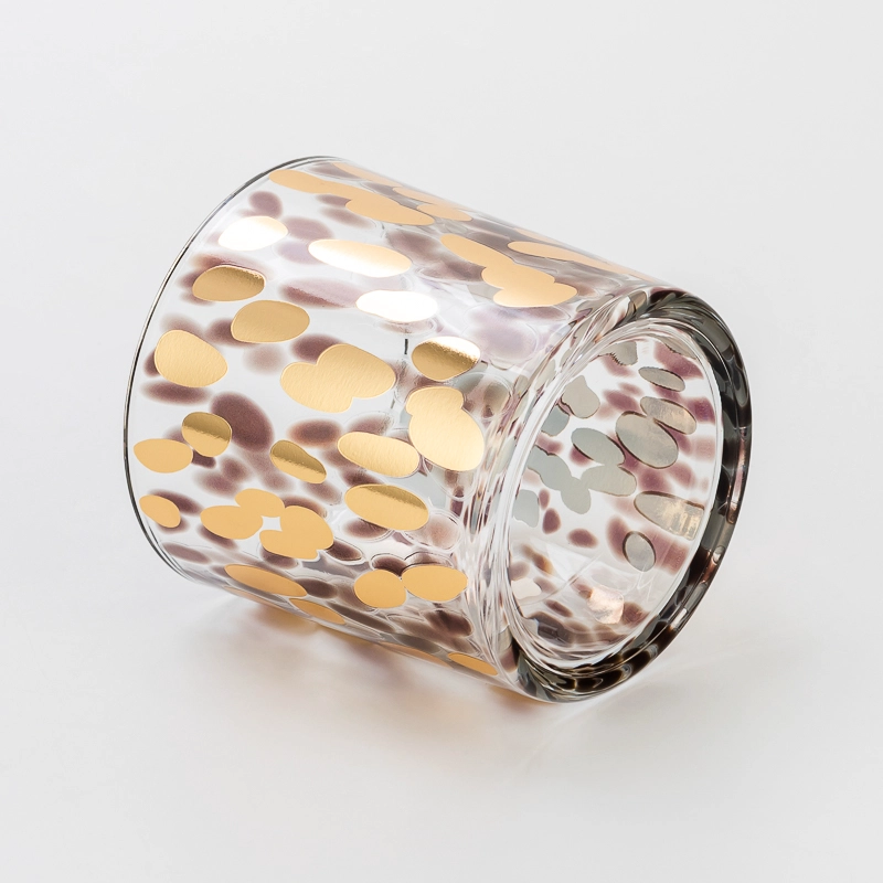 Luxury Wide Mouth Decal Printed Glass Candle Jar for Scented Candles Reusable Home Decoration Container