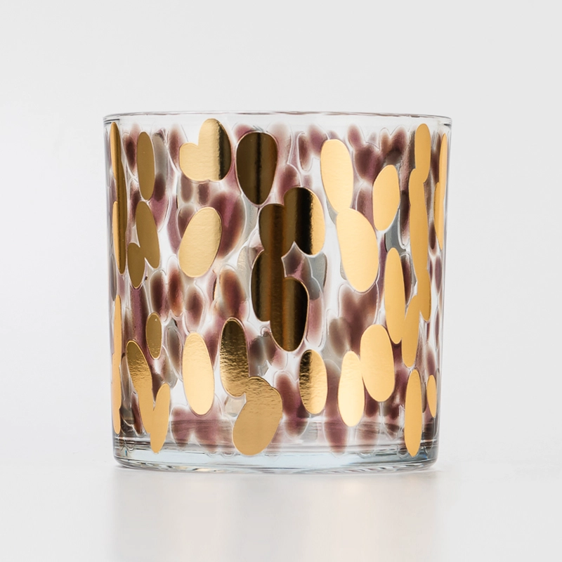 Luxury Wide Mouth Decal Printed Glass Candle Jar for Scented Candles Reusable Home Decoration Container