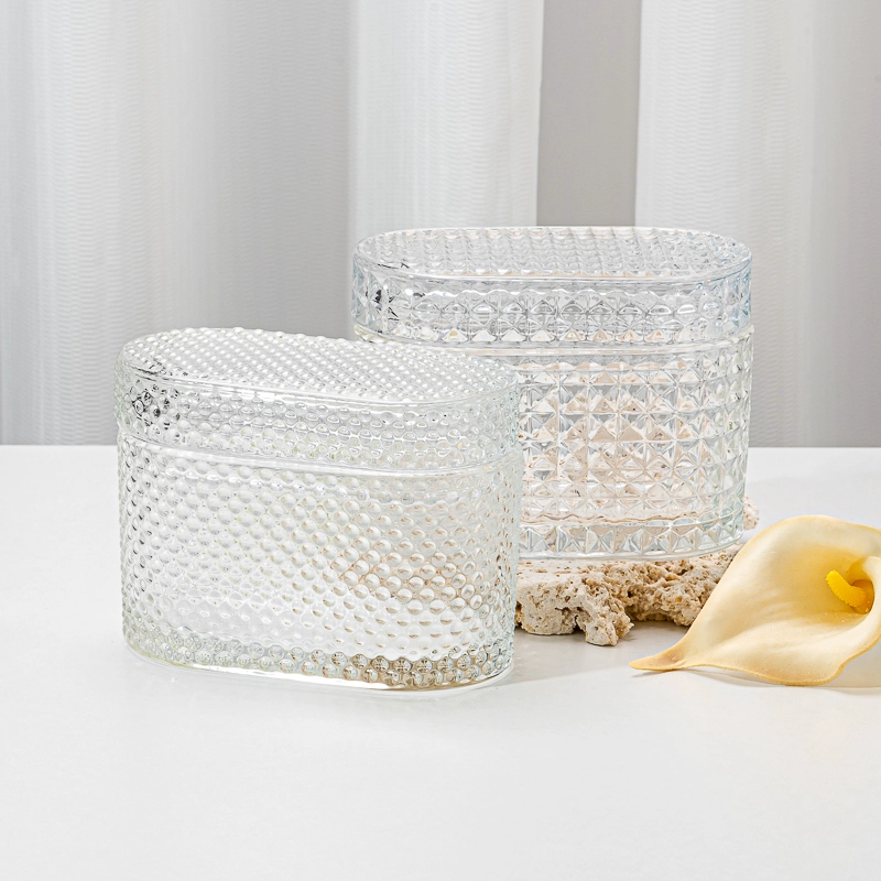 Unique Glass Candle Box With Lids Custom Color Glass Candle Jar With Lids