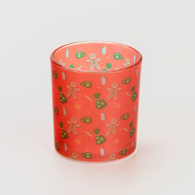 Elegant Red Pattern Customized Color High Quality Glass Candle Jar for Soy Wax & Home Decoration Recyclable