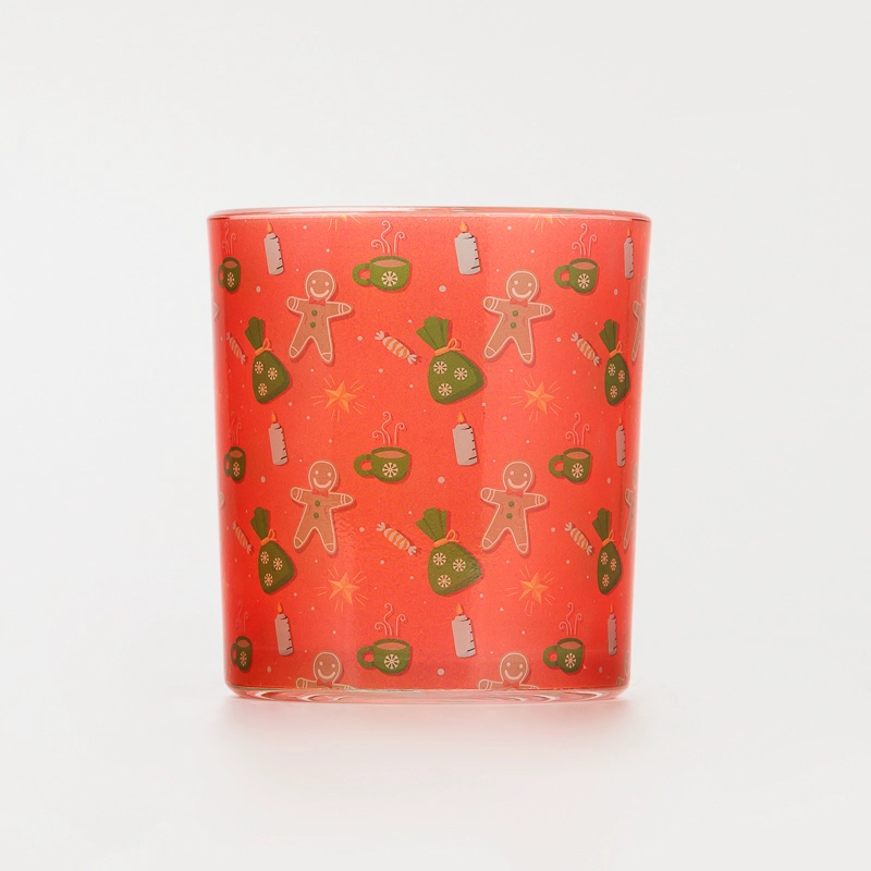 Elegant Red Pattern Customized Color High Quality Glass Candle Jar for Soy Wax & Home Decoration Recyclable