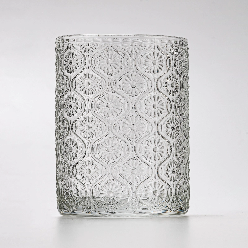 Wholesale 250ml Straight Line Special Pattern On Glass Candle Vessel 