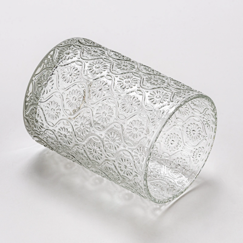 China Wholesale 250ml Straight Line Special Pattern On Glass Candle Vessel manufacturer