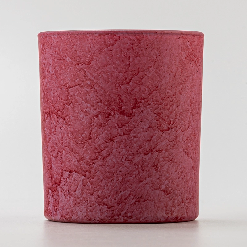 Popular Matte Red Spraying 8oz Glass Candle Jar with Custom Printing Durable for Home Decor Use