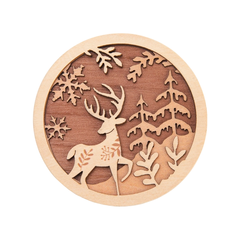 Wholesale Newly Design 2oz -20oz Christmas Deer Series Pattern Custom Wooden Lids