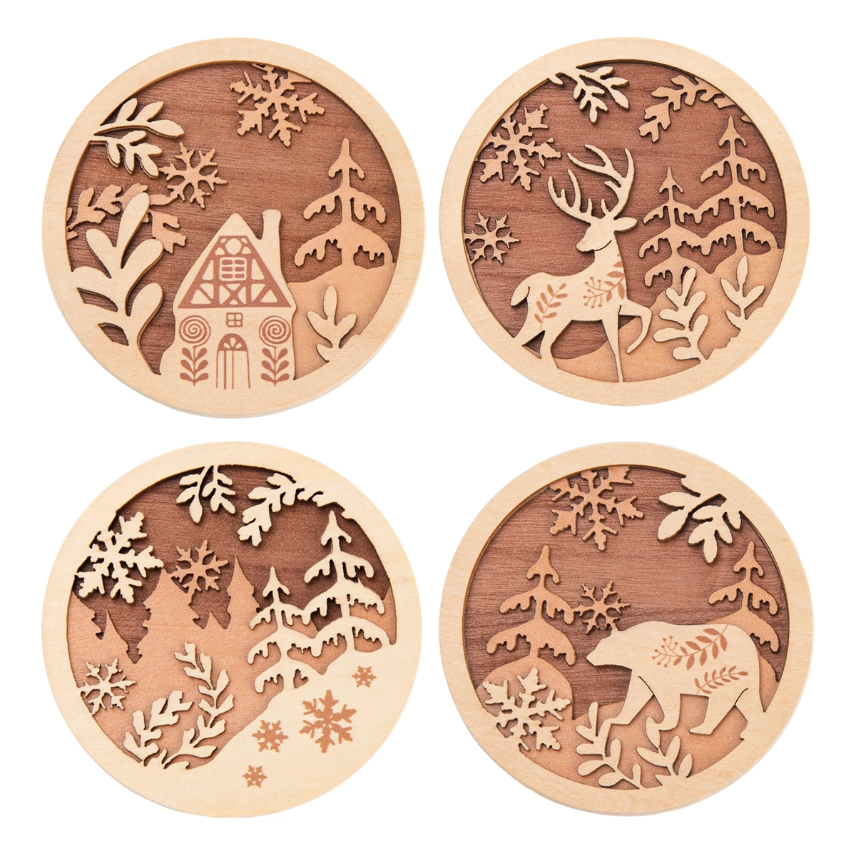 China Wholesale Newly Design 2oz -20oz Christmas Deer Series Pattern Custom Wooden Lids manufacturer