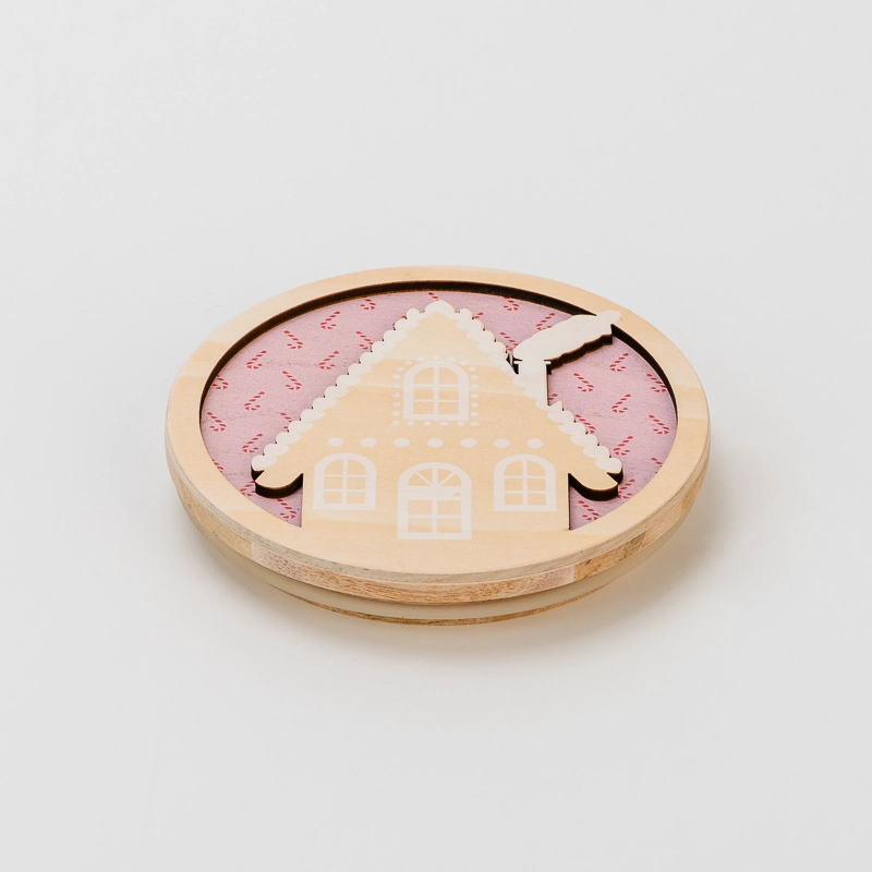 Supplier A House in the Snow Custom 2oz -20oz Pattern  Wooden Lids