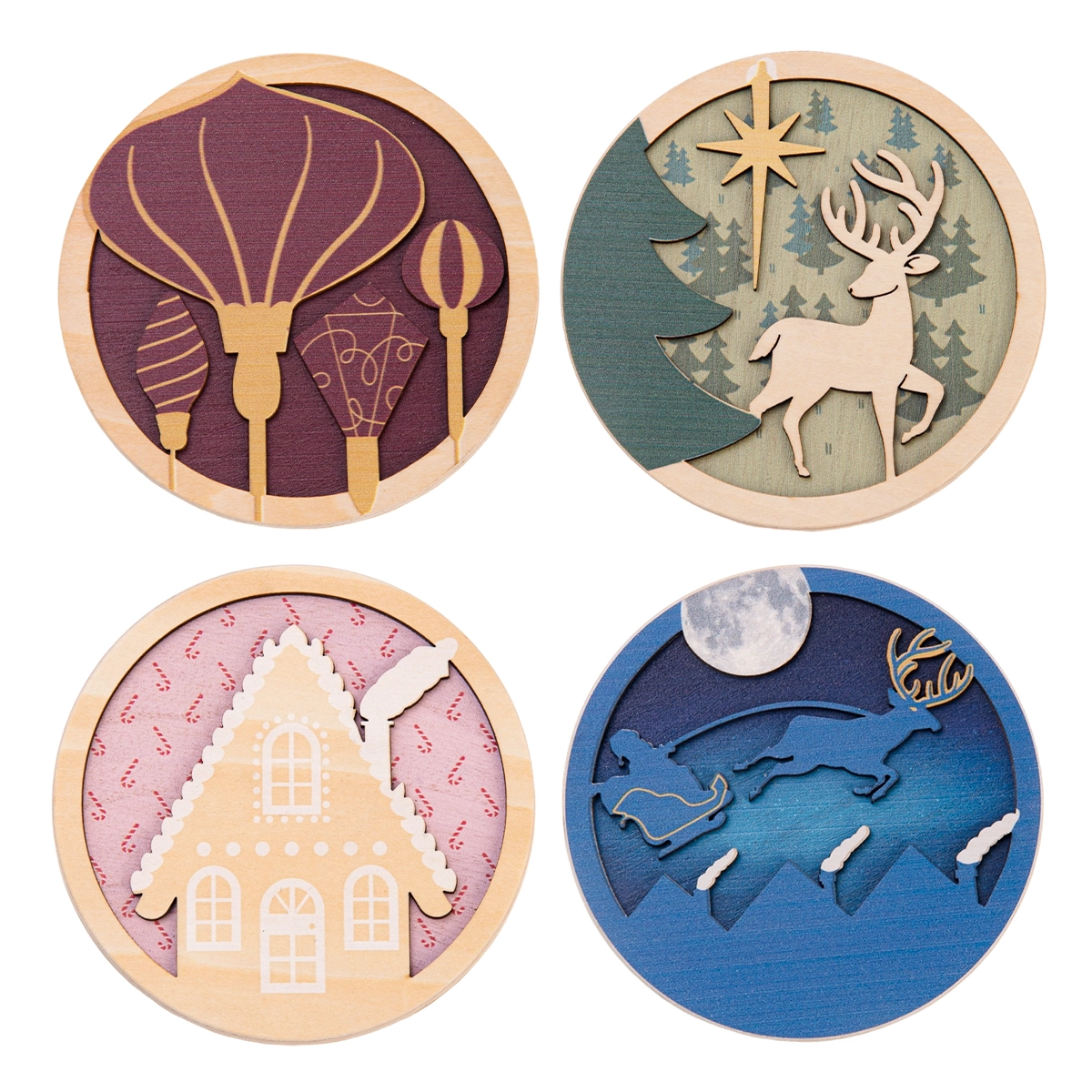 中国 Wholesale Newly Design 2oz -20oz Christmas Deer Series Pattern Custom Wooden Lids - COPY - l226pu メーカー
