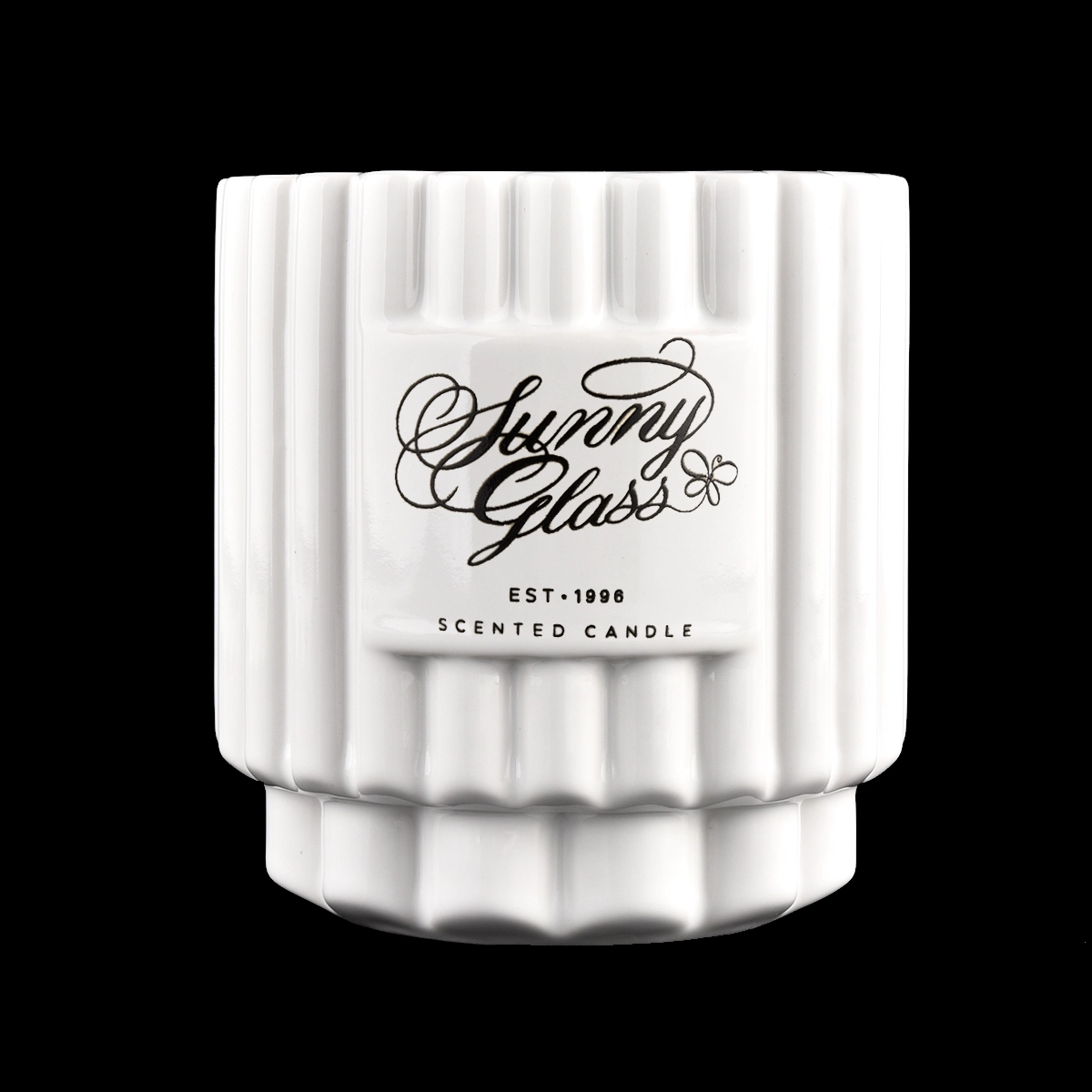 White Fluted Ceramic Candle Holder 